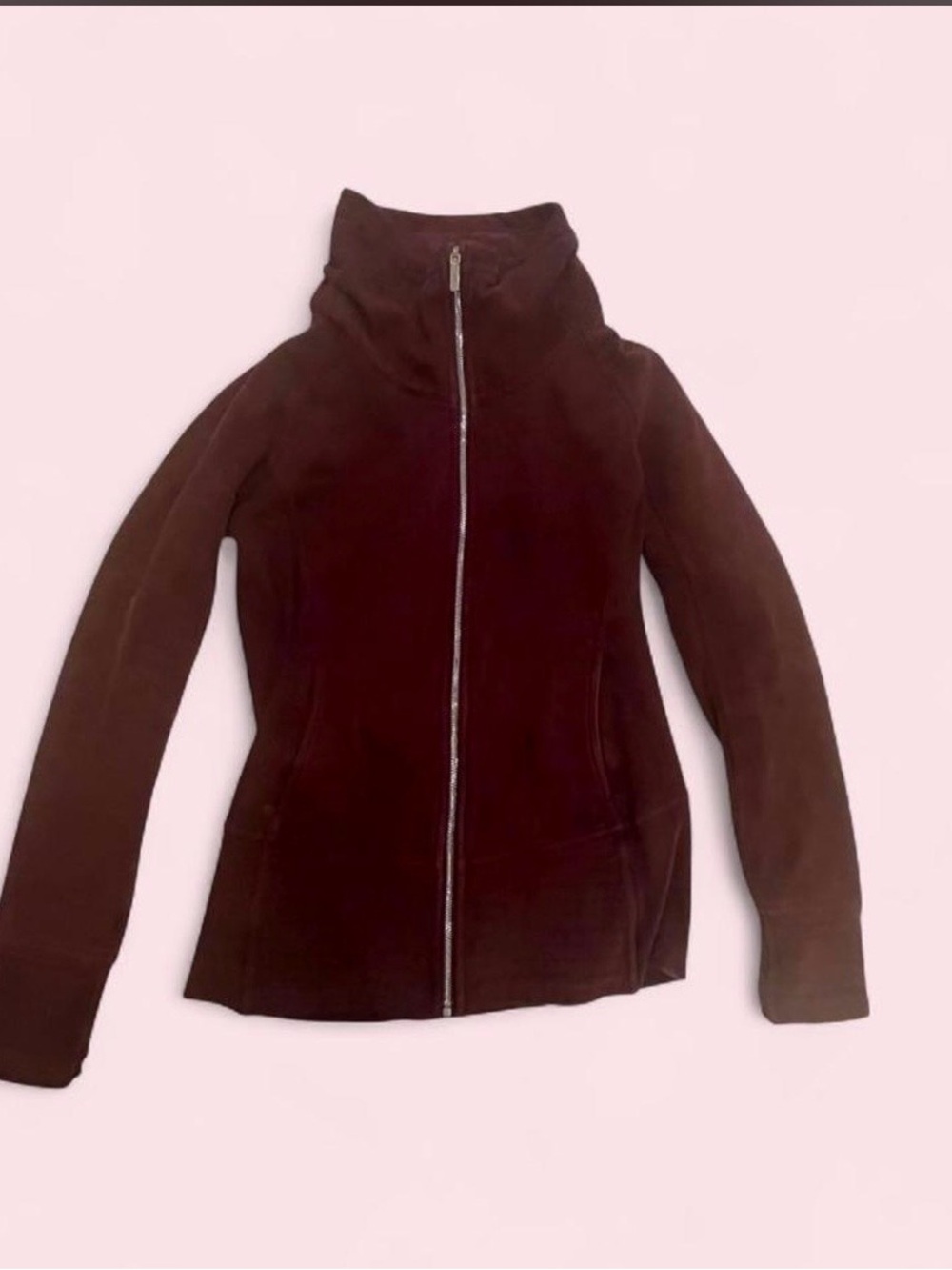 Lululemon Women's Burgundy Zip Up Scuba with stunning zipper in size 8